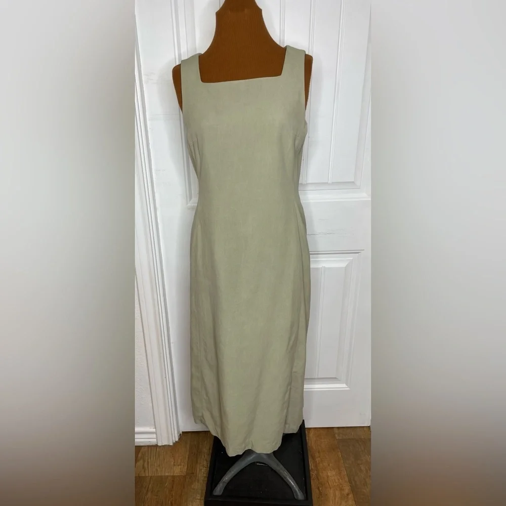 4 Piece Silk Suits Jacket, Dress, Beaded Shell, Pants Sage Green Sz 4,8,6,and 10 - Picture 7 of 14